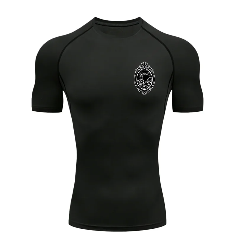 

Мужская спортивная футболка Moon And Clouds 2026, компрессионная футболка для тренировок и фитнеса, топы Rashgard, мужская футболка для фитнеса