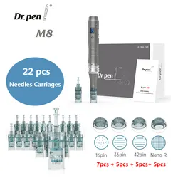 Ekai-Bolígrafo De microagujas inalámbrico Dr. Ultima M8-W pen, auténtico, con 22 cartuchos de agujas de piezas, máquina de belleza Dermapen para el cuidado facial