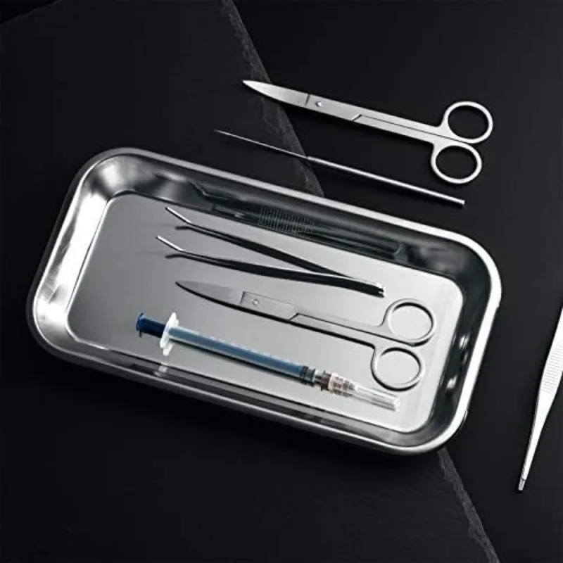 1/3Pcs Surgical Tray, Stainless Steel Tray for Lab Instrument Supplies, Tattoo Tool, Necklaces, Perfume, Hair Brushes, Jewelry