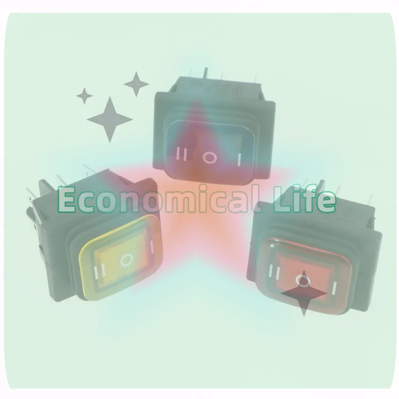 1Pc Red Green Blue Light KCD4 Heavy Duty T85 6pin ON OFF ON 12V 220V 16A 250VAC 30x22mm Waterproof Rocker Push Switch