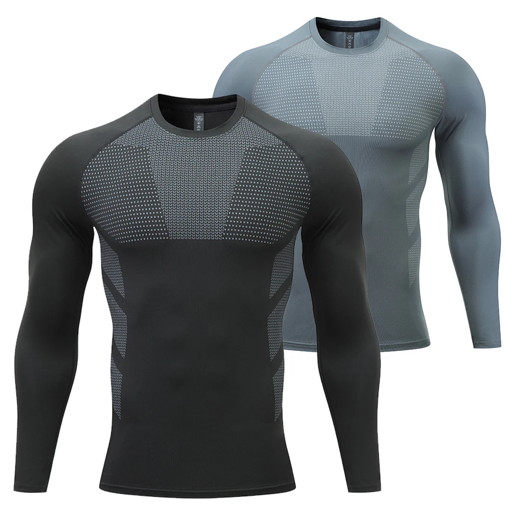 

Long Sleeve Gym Compression Shirt Sport Men Running Fitness Training First Layer Workout Dry Fit Muscle Bodybuilding Sportswear