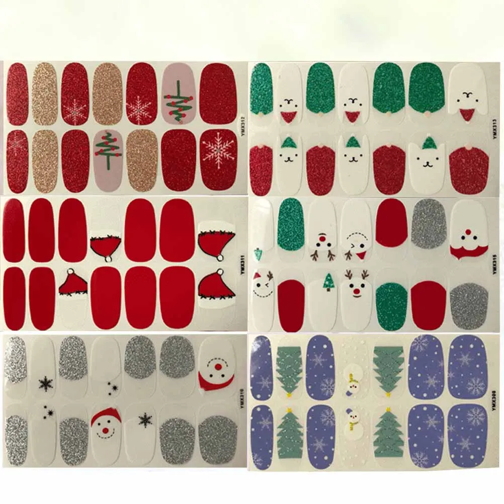6 pezzi pupazzo di neve set di adesivi per nail art toppa per unghie rimovibile manicure creativa fai da te compleanno festa di Natale decalcomanie adesivo per unghie finte