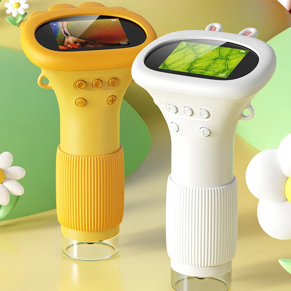 Microscópio digital infantil, lupa 1000x, 2 polegadas, tela ips, crianças, insetos biológicos, moeda, lupa para crianças