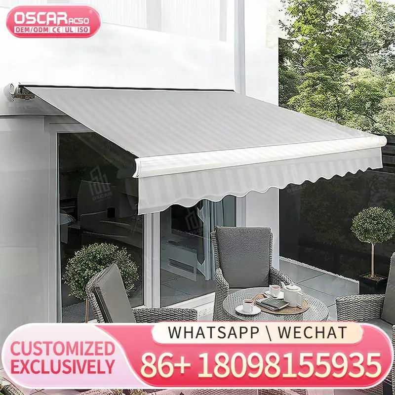 

Large Size Retractable Aluminum Awning Remote Control Full Cassette for Patio Garden Balcony Retractable Awning