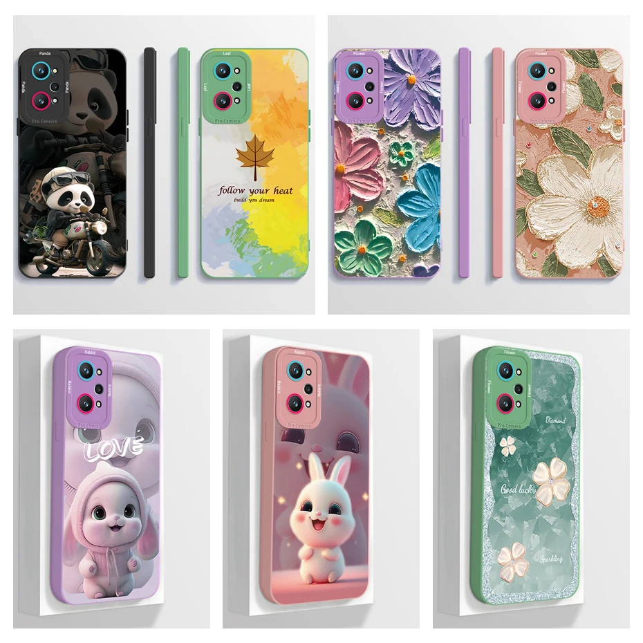 For Realme GT Neo 3T Case Realme GT Neo 2 Phone Case Realme gt neo2 GT 2 Cover Panda Origonal Liquid Silicone Shockproof Cover