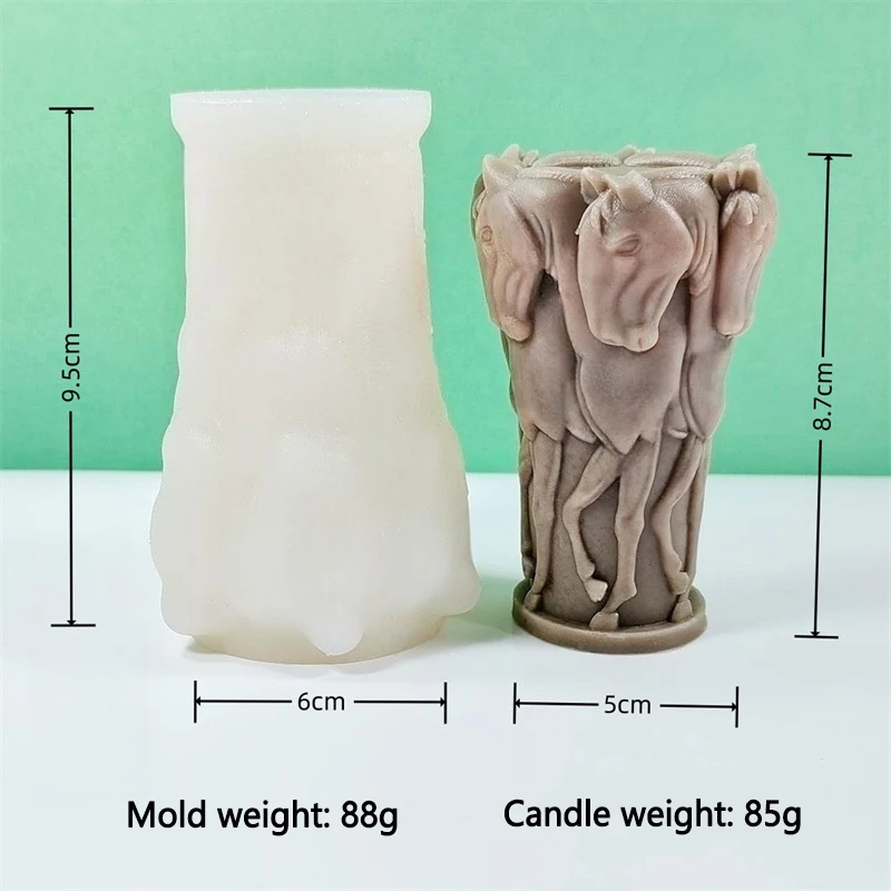 DIY Horse Relief Silicone Candle Mould 3D Animal Statue Soap Resin Plaster Making Set Ice Chocolate Cake Baking Mold Decor Gifts