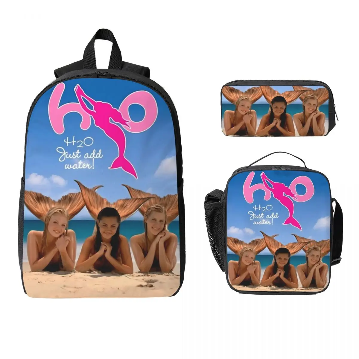 H20 Just Add Water Backpack طالب بنين بنات BookBag حقيبة مدرسية كمبيوتر محمول حقائب كتف 3ps معزول حقيبة الغداء مقلمة