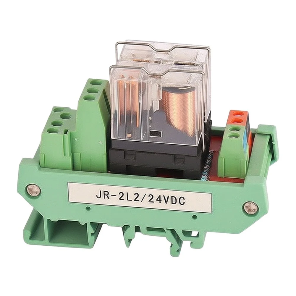 DC24V 2-Channel Relay Module JR-2L2 NPN PNP Compatible G2R-2 5A 2NO2NC DIN Rail Mount Flame-Retardant Industrial Control