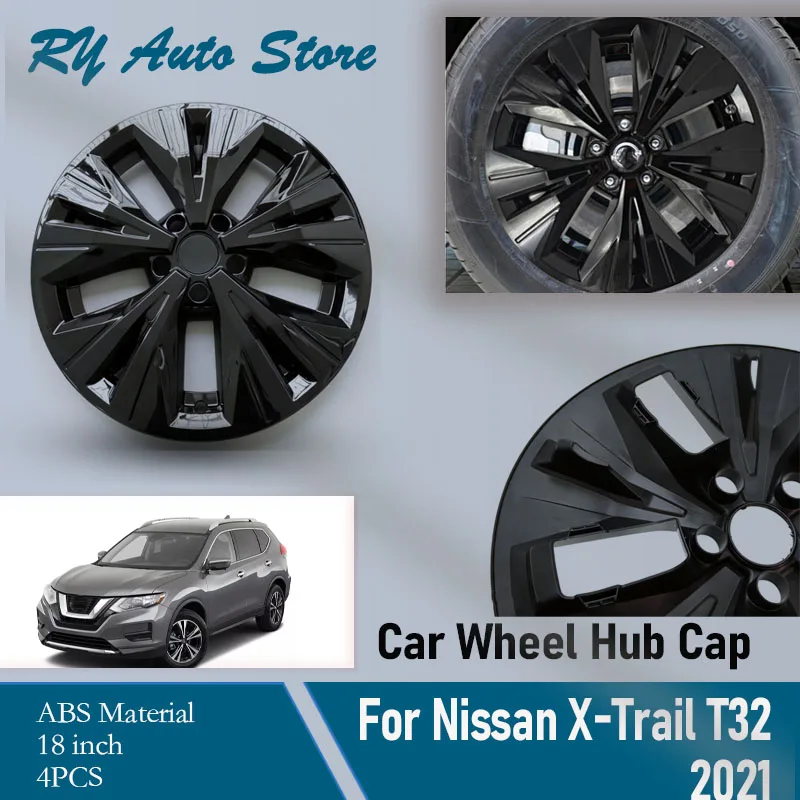 4PCS Car Wheel Hub Cap For Nissan X-Trail T32 2021 18inch Glossy Black Decorative Wheels Tire Modification Guard Pad Accessories