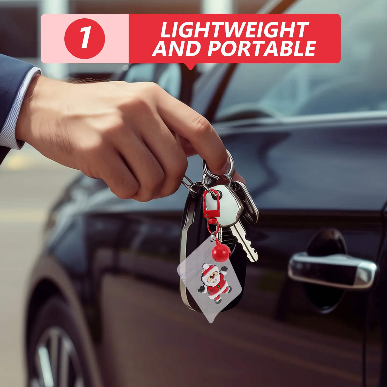 

5Pcs Christmas Keychain Santa Claus Transparent Bag Charm Bells Xmas Tree Hanging Ornaments Car Purse Cute Accessories