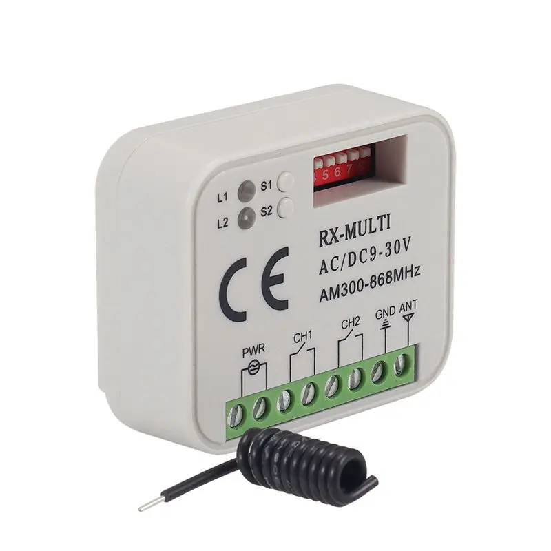 B04B-Remote Control Switch Receiver 300-868Mhz Receiver Universal AC/DC 9-30V For Garage Door Control Garage Switch