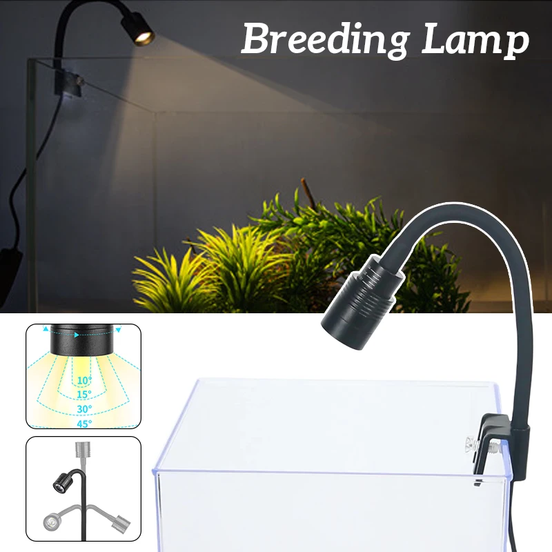 

LED Aquarium Spotlight Fish Tank Clamp Light for Aquatic Plants Coral Adjustable Rainforest Decoration Lighting for Fish Tanks