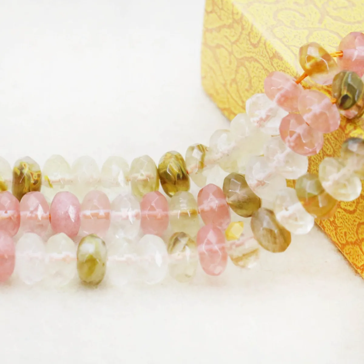 

4*6mm Multicolor Faceted Pink&White Watermelon Tourmaline Chalcedony Loose Beads Ornaments 15inch DIY Jewelry Making Design