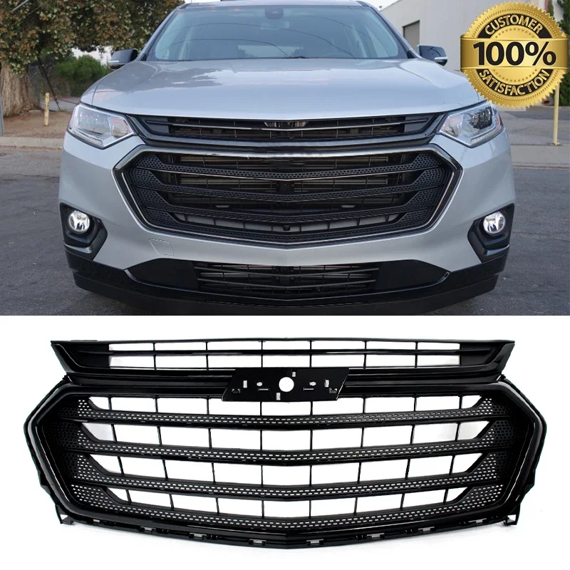 

Front Bumper Upper Grille Gloss Black Fit For Chevy Chevrolet Traverse 2018-2021