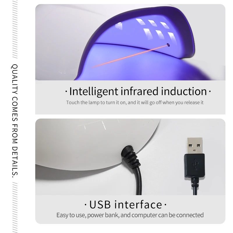 เครื่องอบเล็บยูวีแอลอีดีแบบพกพา สำหรับอบเจลขัดเงา อุปกรณ์ทำเล็บมือ