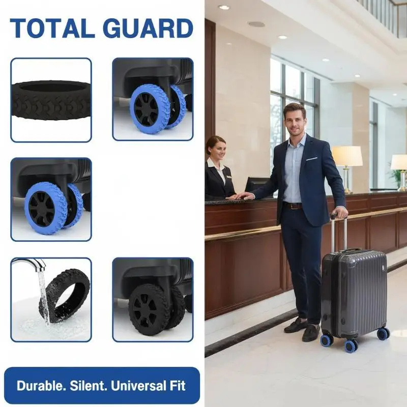 

Versatile 8-Piece Luggage Wheel Covers Silicone for Quiet Travel