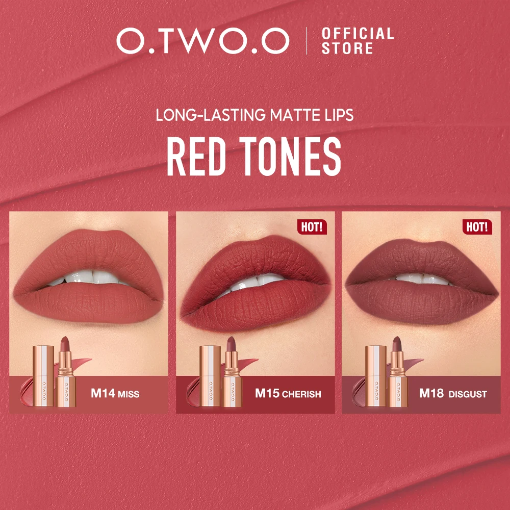 O.TWO.O Lipstick Lip Tint Matte Nude Pink Matte Solid Long Lasting Velve Red Tinted Balm 24 Hours Waterproof LipSticks Makeup