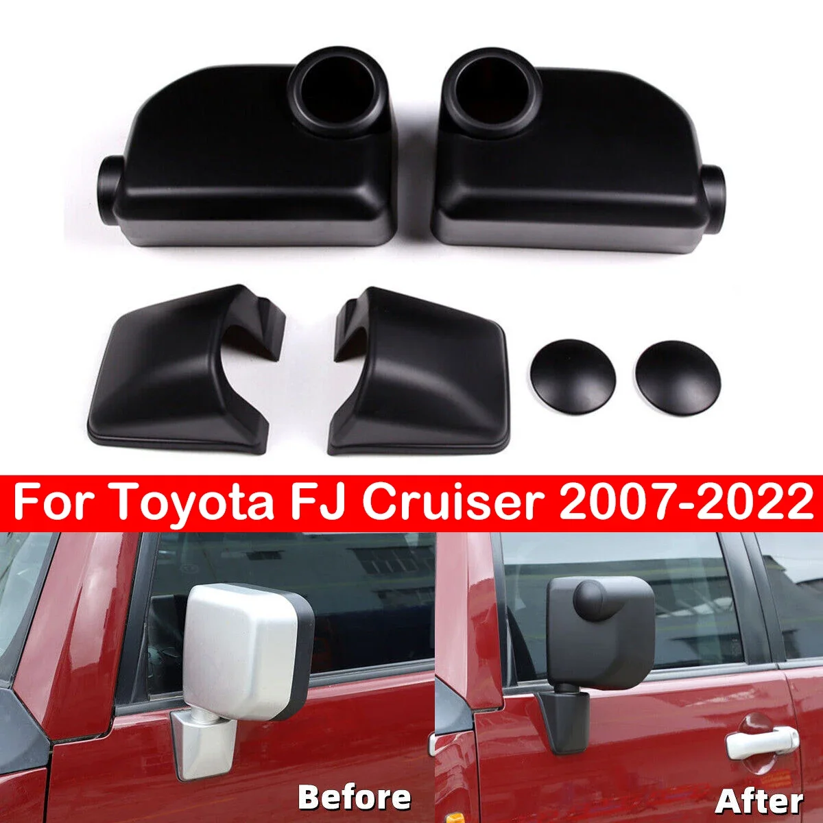 

For Toyota FJ Cruiser 2007-2022 Car Rearview Side Mirror Cover Wing Cap Exterior Door Rear View Case Trim Shell Black Silver