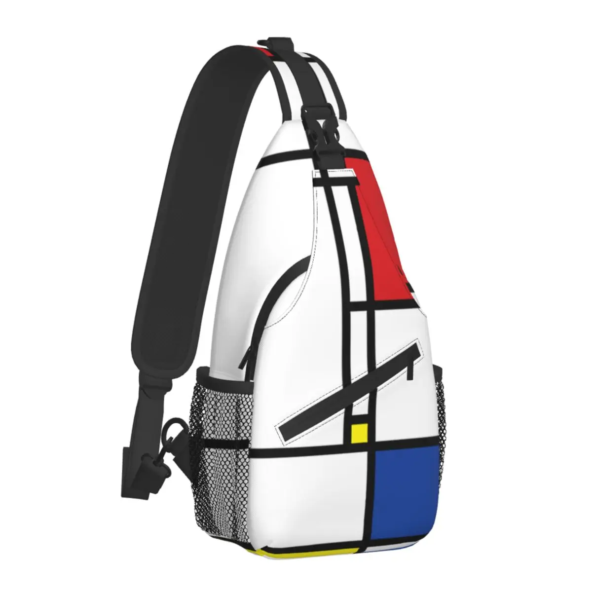 

Mondrian Minimalist De Stijl Modern Crossbody Chest Bags Art Pockets Travel Pack Messenger Sports Teens Shoulder Bag Unisex