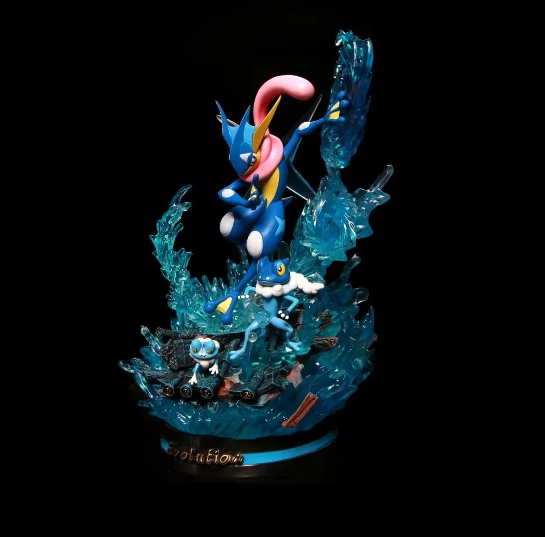 Anime Pokemon Frogadier Froakie Greninja Evolution Ver. GK PVC Action Figure Game Statue Collectible Model Light Up Toys Doll