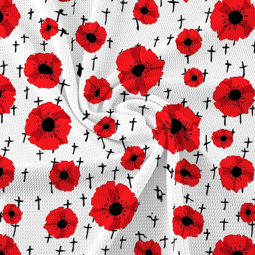50X145cm Forget Pattern Remembrance Day Printed Twill Bubble Polyester Fabric for Patchwork Quilting Fabrics