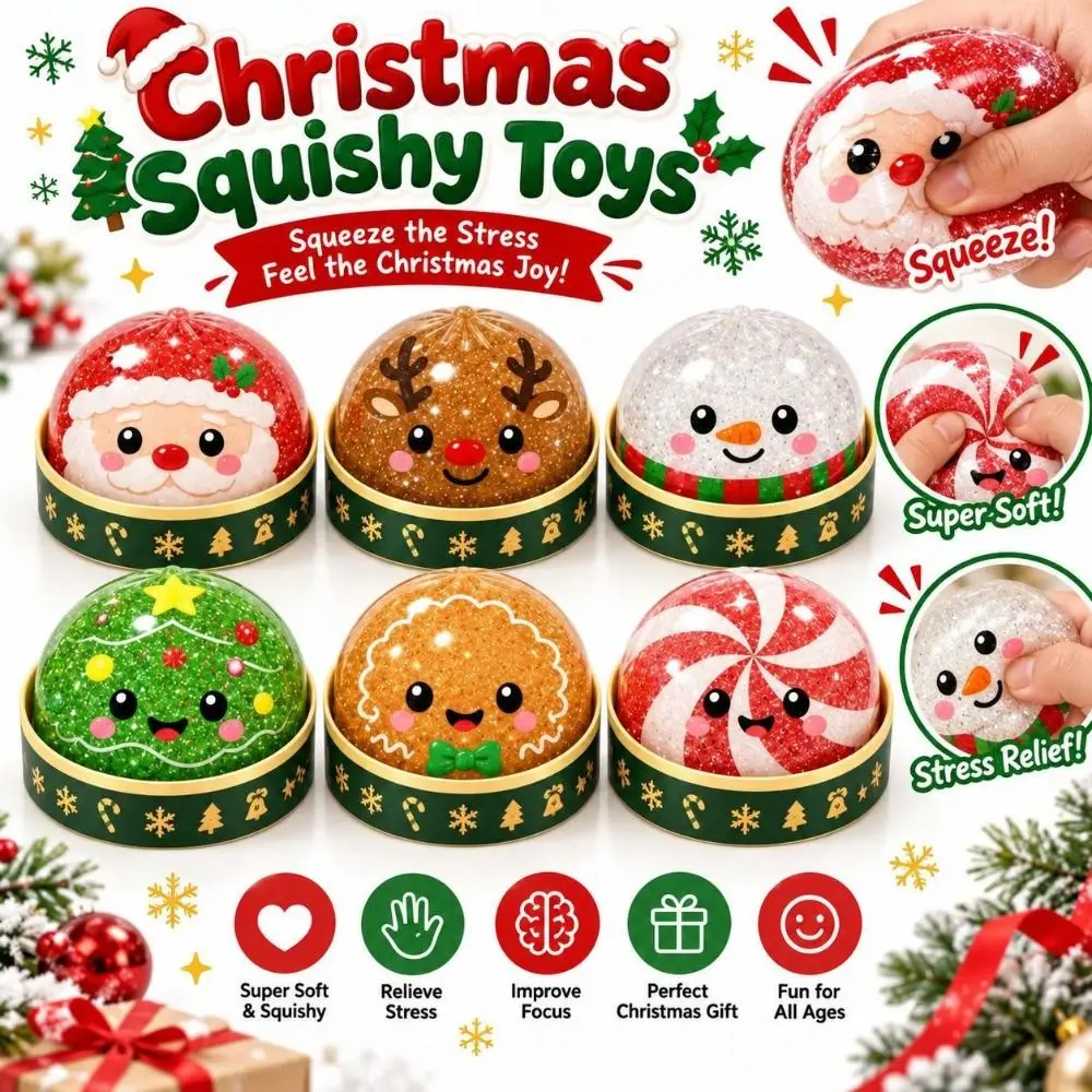 TPR Christmas Squishy Santa Reindeer Snowman Squeezable Slow Rising Squeeze Decompression Soft Stress Relief Fidget