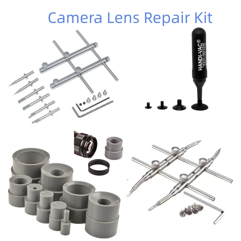 10-100MM Camera Lens Opening Repairing Spanner Wrench Remover Tool & 9Pcs Lens Repair Kit Ring Removal for Equipment Maintena