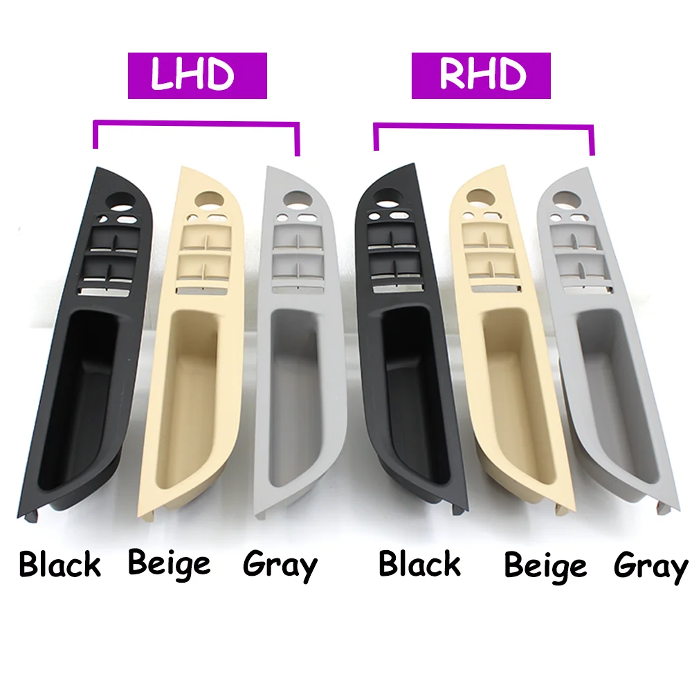 LHD RHD Car Interior Handle Inner Door Armrest Panel Pull Trim Window Switch Cover For BMW 5 Series E60 E61 2006-2010