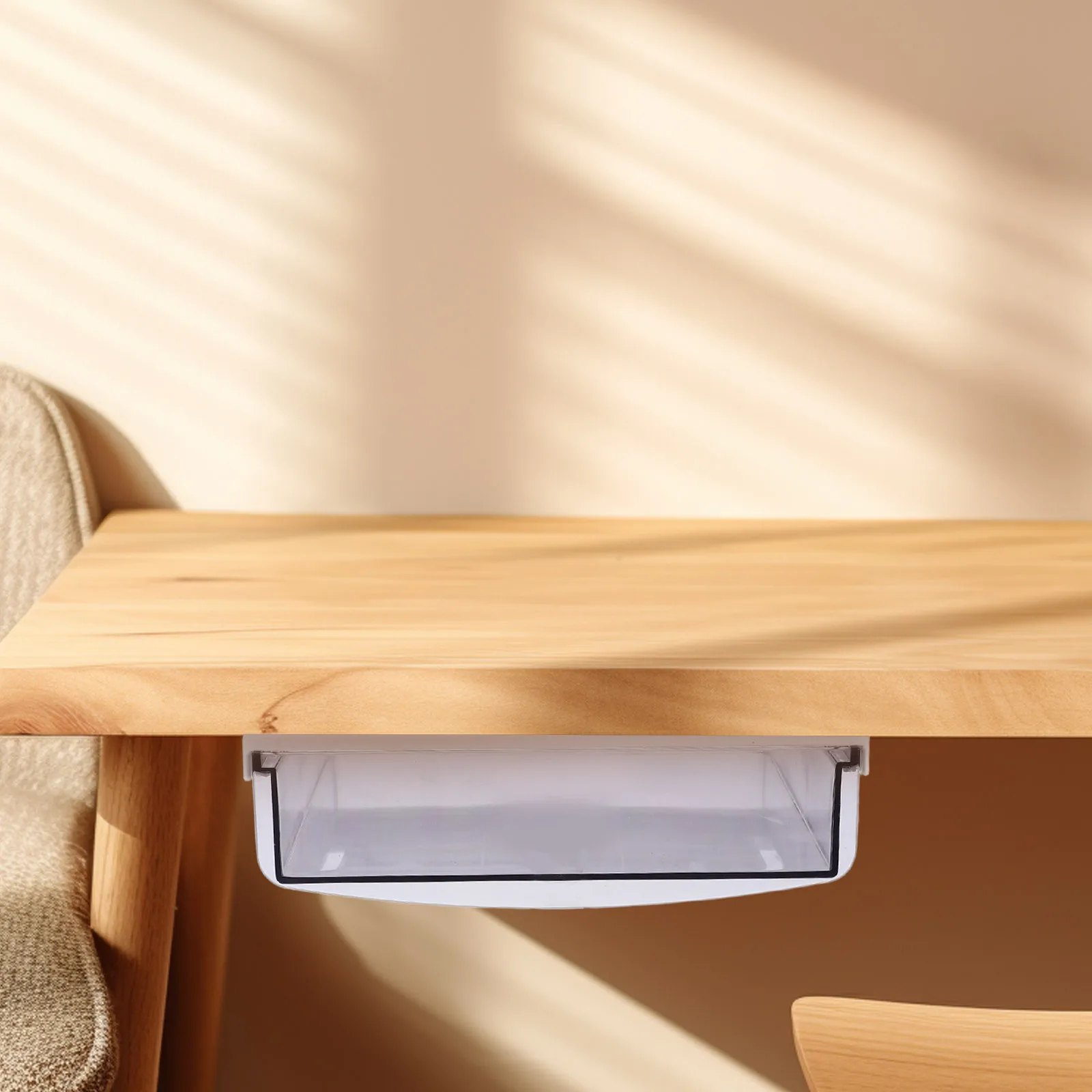 صندوق تخزين بأدراج المكتب، درج بلاستيكي شفاف منزلق لمنظم قرطاسية المكتب، حل سطح الطاولة المخفي #5