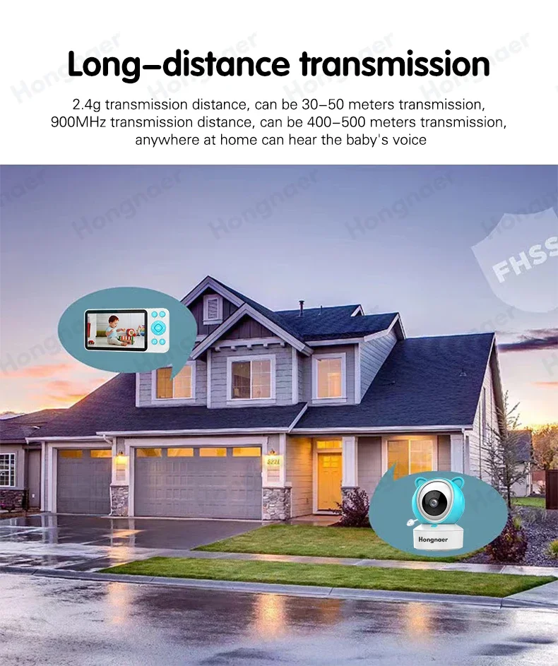 Hongnaer Smartlife Baby Sleep 1080P 5 Inch LCD Screen PTZ Camera Tuya 2.4G WiFi Wireless Audio Video Smart Baby