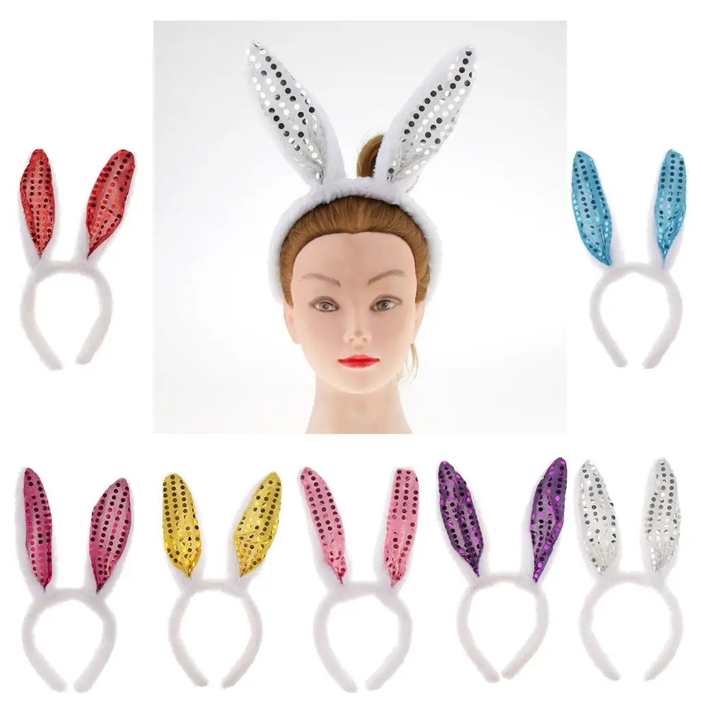 Симпатичная гибкая повязка на голову с блестками, повязка на голову с ушками, аксессуары для волос