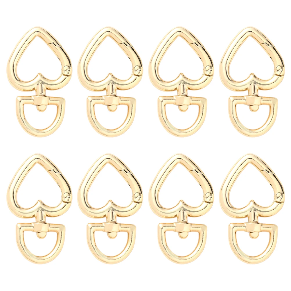 

8Pcs Heart Shape Metal Keychain Clips Zinc Alloy Spring Snap Rotatable Carabiner Key Ring Accessories DIY Craft Supplies