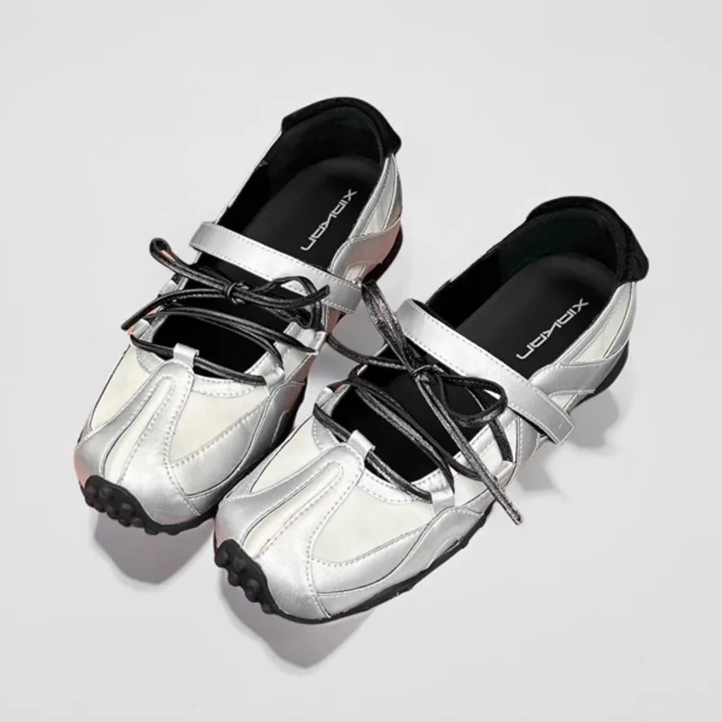 Летняя обувь, женские сабо на платформе, черные оксфорды на плоской подошве с неглубоким носком, женская женская обувь, 2025 г., кожаные туфли в стиле ретро, новинка