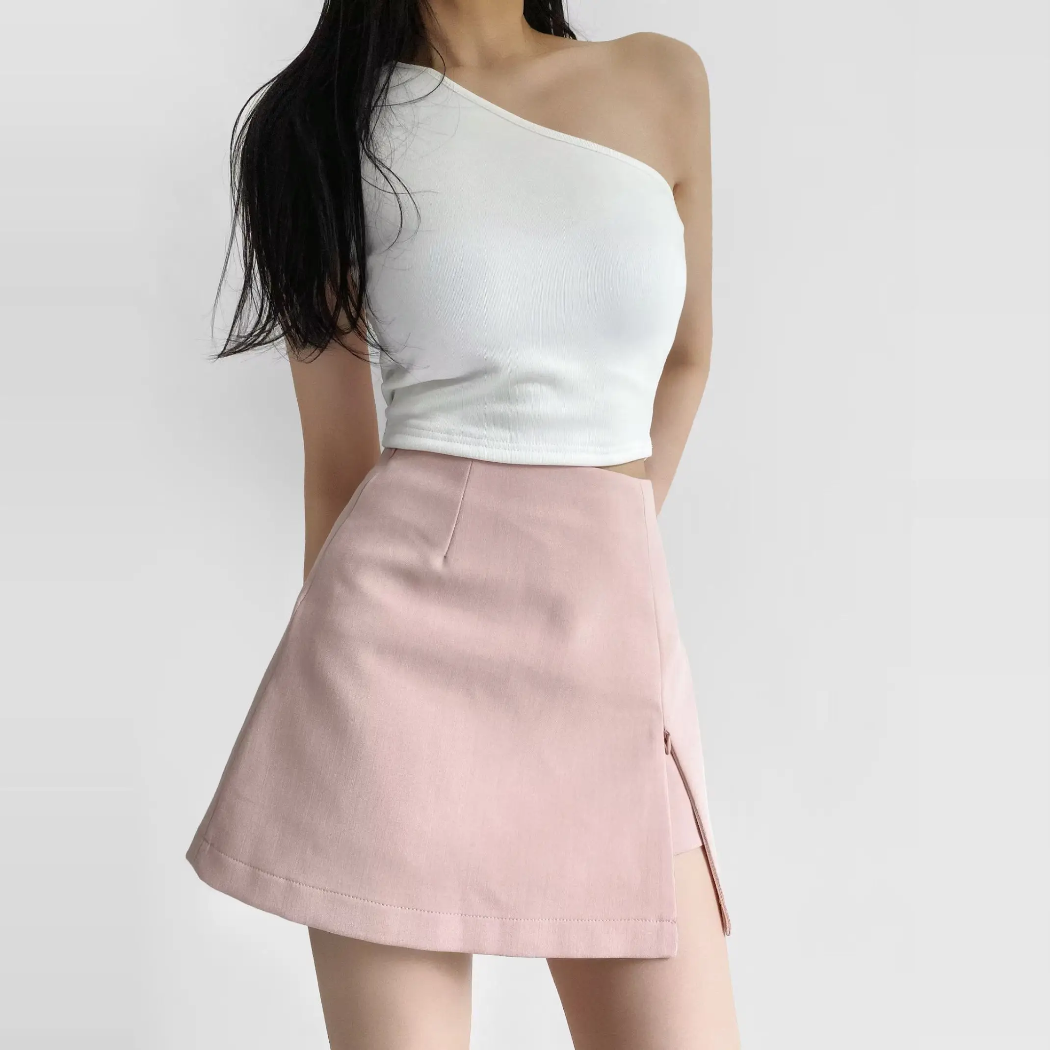 

Юбка трапециевидной формы с высокой талией, женская дизайнерская юбка с разрезом, сексуальная утягивающая юбка для похудения, мягкая внутренняя часть, чистый цвет