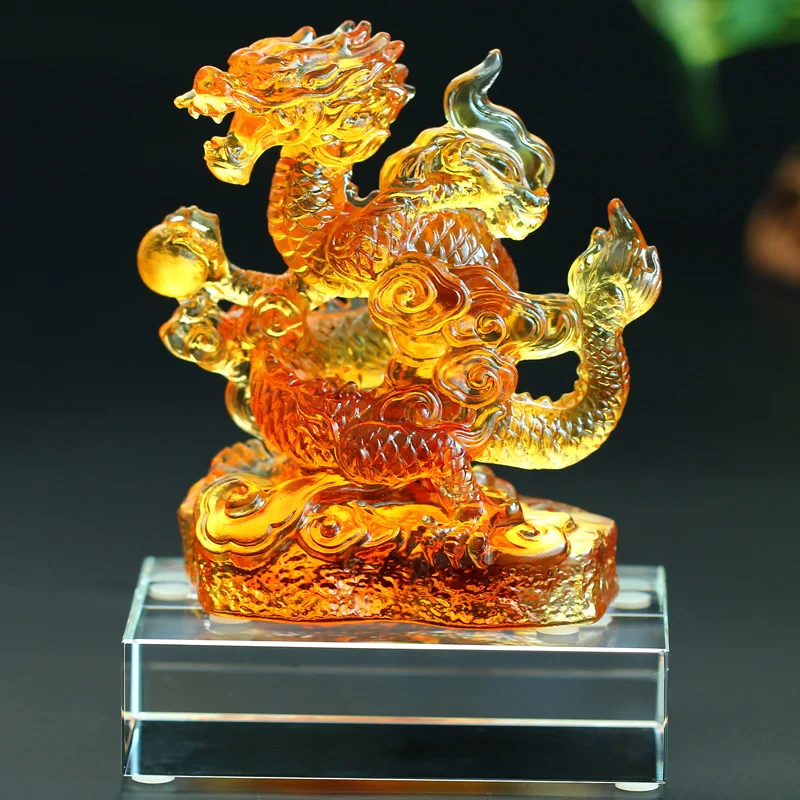 

mascot of the glass dragon ornament, dragon ornament, Chinese characteristic Chinese small gift, crystal ha