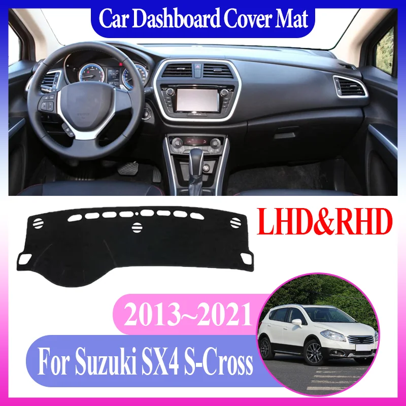 

Коврик для центральной консоли автомобиля для Suzuki SX4 Crossover S-Cross S Cross JY 2013 ~ 2021 избегайте света, солнцезащитный коврик для приборной панели, интерьер автомобиля