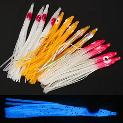 100pcs Luminous Squid Skirts Soft Lure 8cm Night Fishing Accessories Lure Bait Octopus Glow Rubber Artificial Bait for Tuna