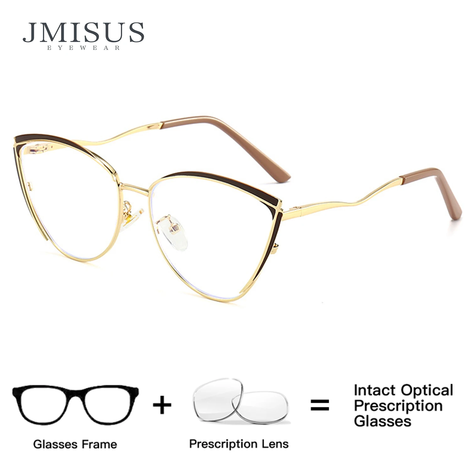 

JMISUS High-Quality Metal Cat Eye Myopia Glasses for Woman Anti-Blue Light Photochromic Grey Butterfly Optical Eyeglasses