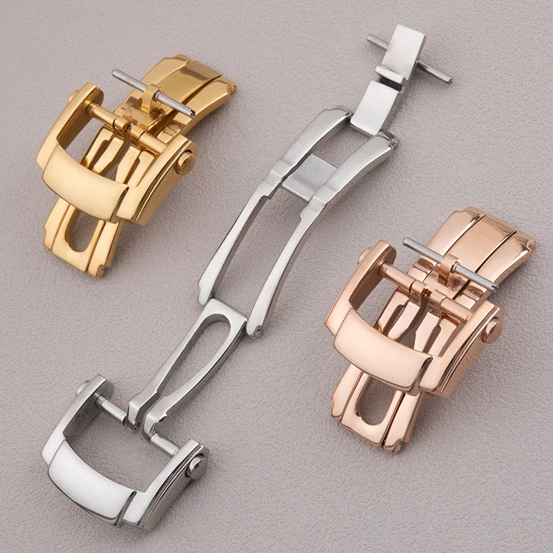 Universal Strainless Fold Buckle For Patek Strap Philippe Leather Rubber Watch Band Clasp For Nautilus Butterfly Buckle 18mm