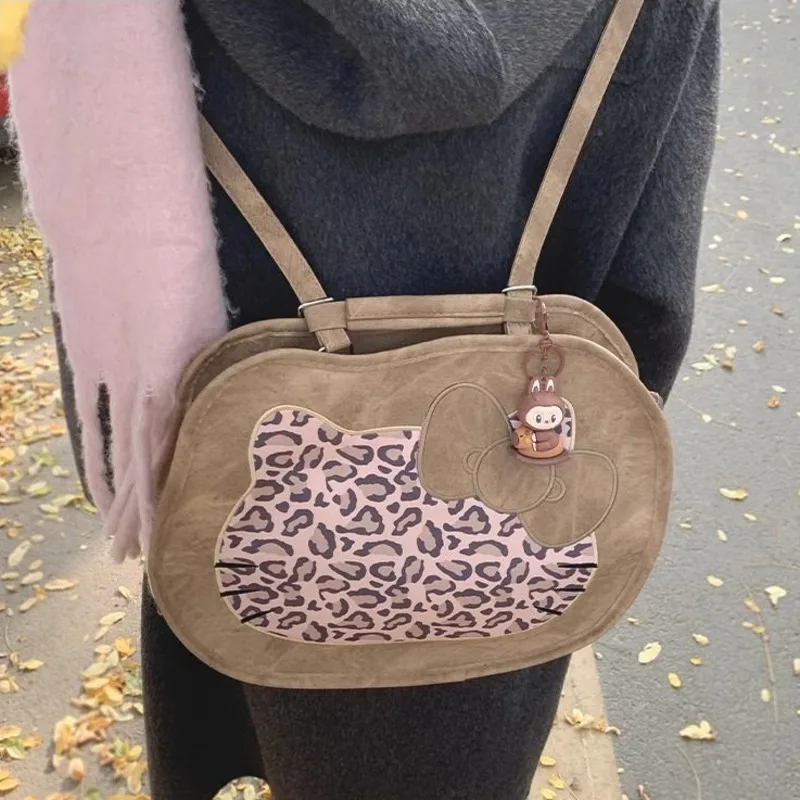 

Sanrio Hello Kitty Cartoon Leopard Print Handbag Women Winter New Korean Version Cute Tote Bag Large Capacity Trend Shoulder Bag