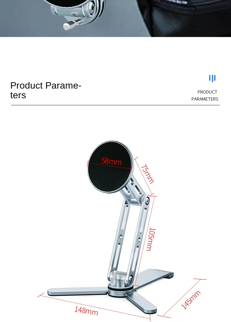 Starkes magnetisches Tablet-Halter-Hand-Selfie-Stativ für iPad iPhone 360 ° Drehbares, faltbares, praktisches Modell für Reisen und Schreibtisch – Detail 10
