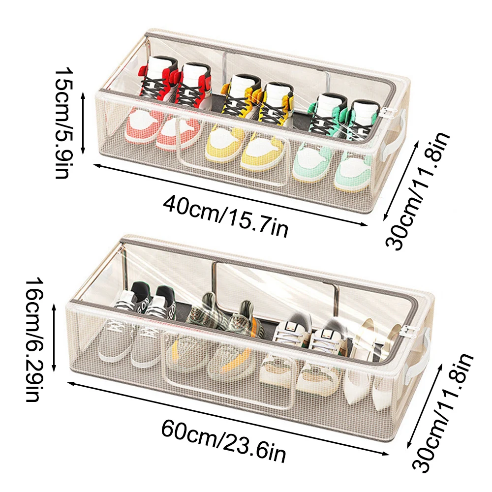1 قطعة سلة الأحذية البلاستيكية السرير أسفل صندوق تخزين الأحذية صندوق الأحذية الغبار واقية شفافة نافذة واحدة المنظم للطي