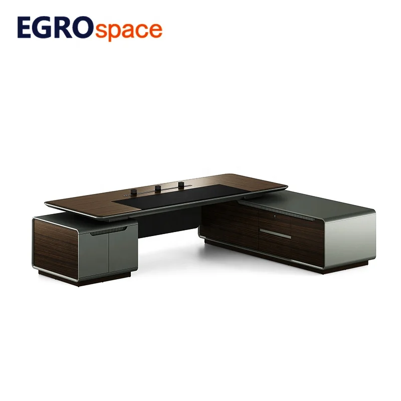 Executive Furniture L-shape Design Director Wooden Manager Organizer Office Table