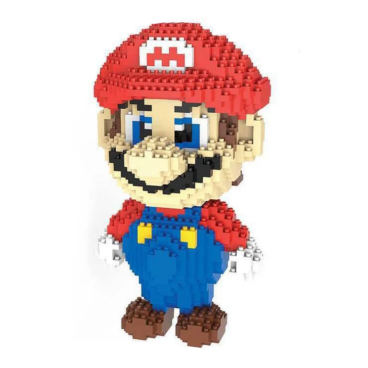 Super Mario Figure Micro Building Blocks Skeleton Mario Yoshi Luigi Bros DIY Assembly Mini Bricks Toys for Christmas Gift