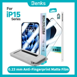 Benks-Matte Screen Protector for iPhone 15 Pro Max, 0.23mm, Anti-Fingerprint, Anti-Glare Tempered Glass Film