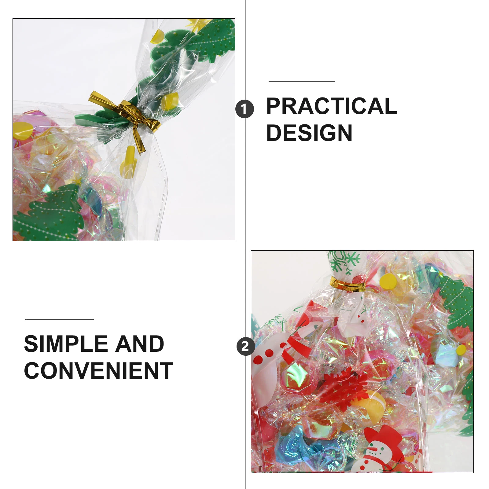 

200Pcs Apple Packaging Bag Christmas Flat Candy Packaging Bags Tie Closure Multi Purpose Clear Treat Bags for Candy Cookie Gift