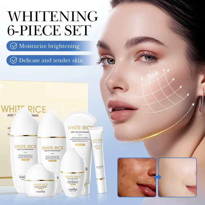 

Kojic Acid Skincare Set 6 - piece Set for Whitening and Freckle - Removing Contains Kojic Acid, Vitamin C and Other Ingredients