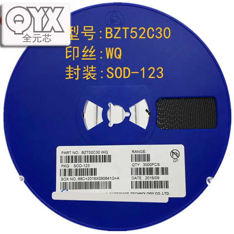 100PCS/LOT BZT52C30 silkscreen WQ SOD-123 SMD Zener Diode