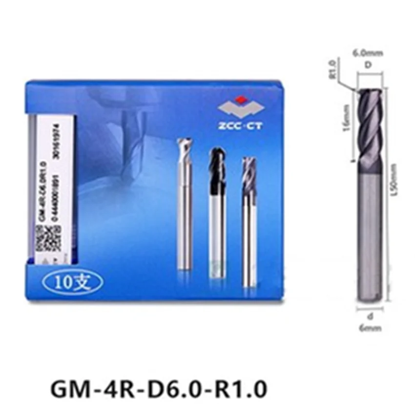 GM-4R-D6.0R1.0 ZCC.CT GM-4R Four edge circular arc end mill D6.0R1.0*6*16*50 4F Corner Rounding End Mills 4 Flutes End Mills