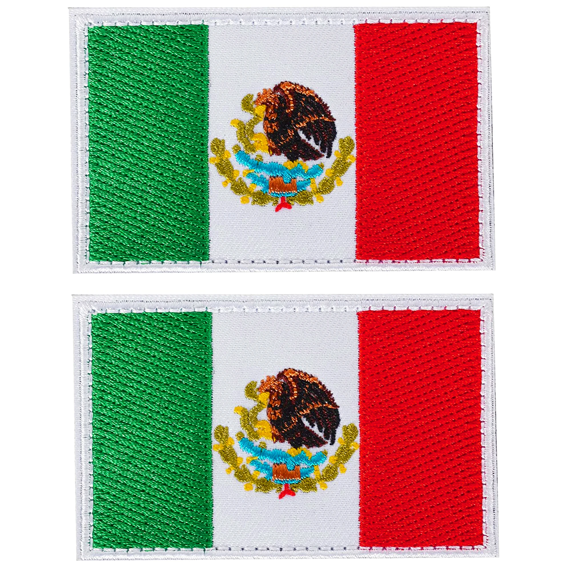 2PCS Mexico Flag Patch Embroidered Hook and Loop Patch